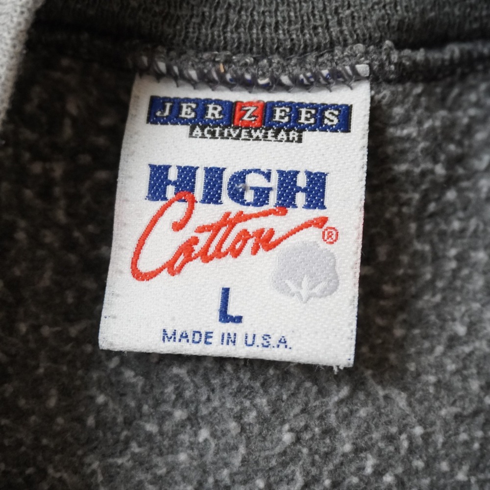 Vintage Jerzees High Cotton Sweatshirt Large Mens 90s Grey Blank V-Stitch USA - Picture 4 of 9
